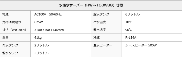 水素水サーバー(HWP-200WWD)仕様